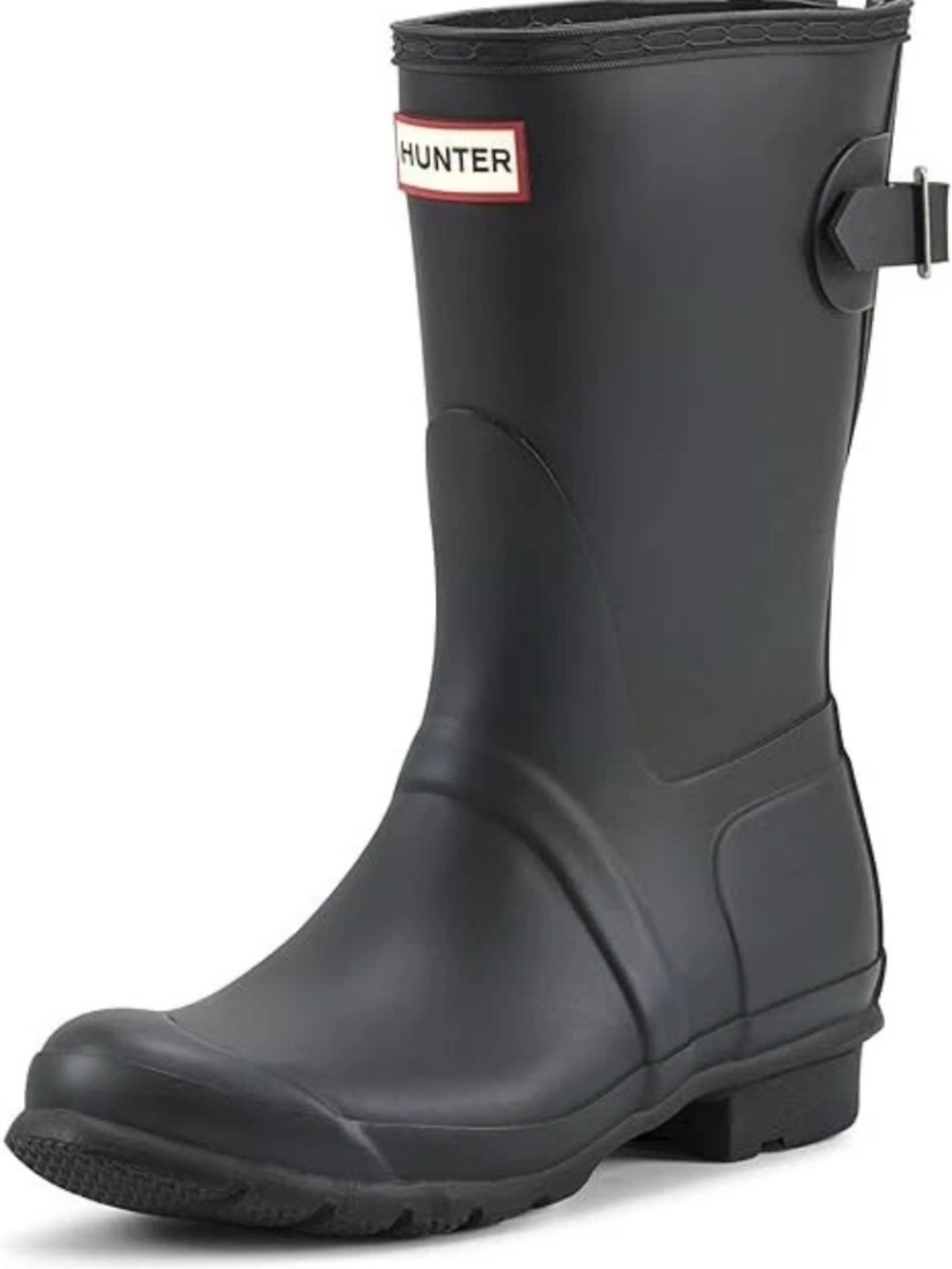 Hunter Womens Original Short Back Adjustable Rain Boots Women’s 8 BLACK-NAVY